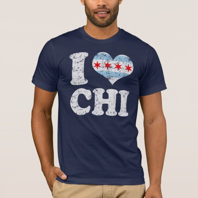 Herz I Chicago-Flagge CHI T-Shirt (Vorderseite)