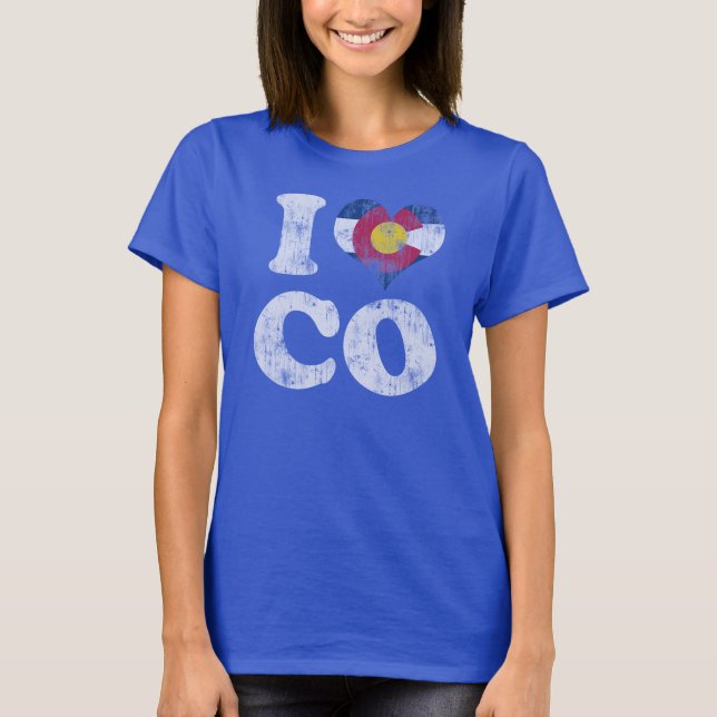 Herz I Colorado-Flagge Co T-Shirt (Vorderseite)