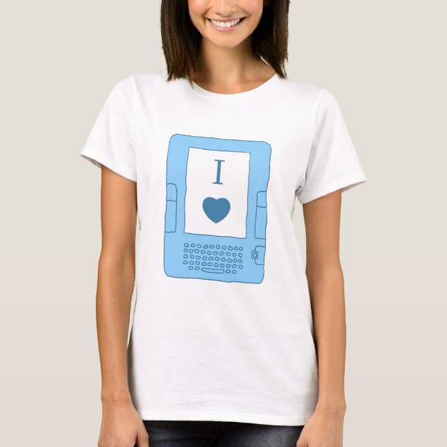 Herz I ebooks (blau) T-Shirt (Vorderseite)