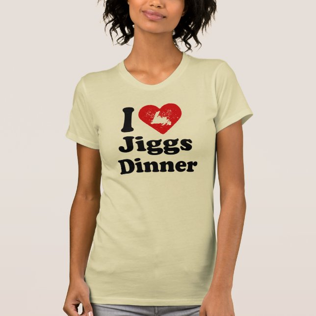 Herz I Jiggs Abendessen T-Shirt (Vorderseite)