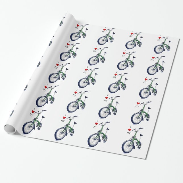 Herz I mein Brompton (Grün) Geschenkpapier (Ungerollt)