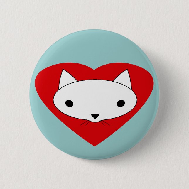 Herz I mein Katzenknopf pinback Button (Vorderseite)