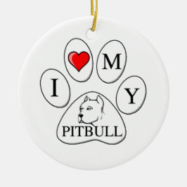 Herz I meine Pitbulltatze - Hund, Haustier, bester Keramik Ornament