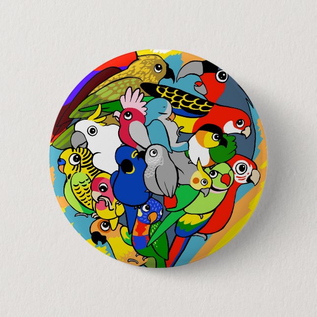 Herz I plappert niedlichen Cartoon nach Button (Vorderseite)
