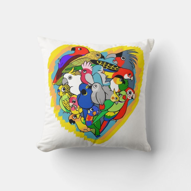 Herz I plappert niedlichen Cartoon nach Kissen (Vorderseite)