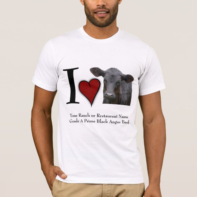 Herz I schwarzes Angus-Rindfleisch T-Shirt (Vorderseite)