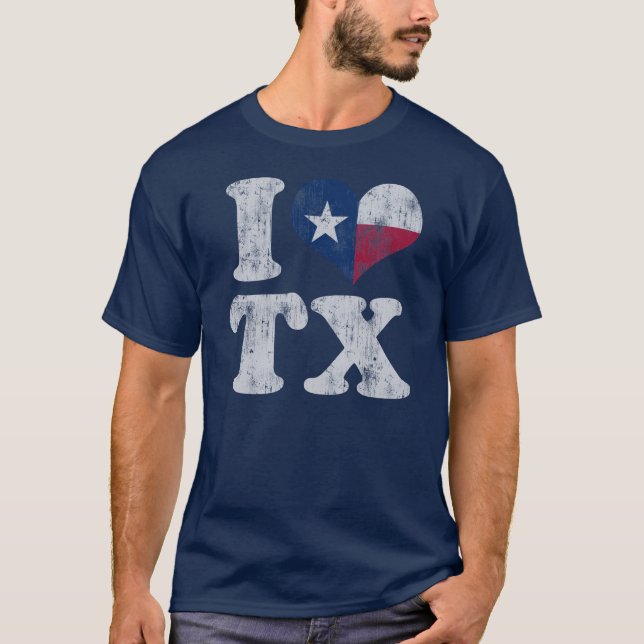 Herz I Texas-Flagge TX T-Shirt (Vorderseite)