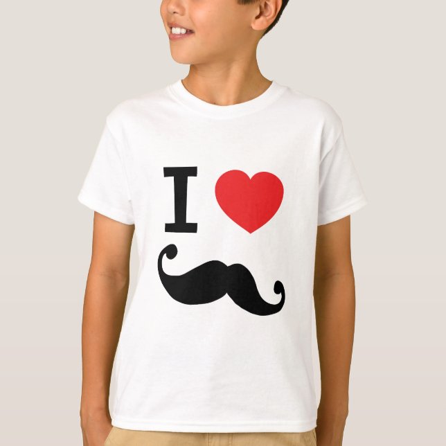 Herz I twirly Schnurrbart T-Shirt (Vorderseite)
