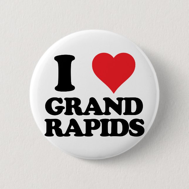 Herz I und Liebe Grand Rapids, Michigan Button (Vorderseite)