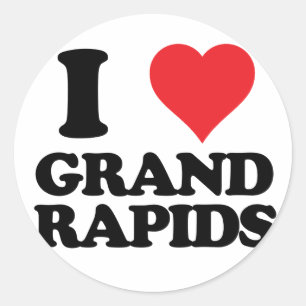 Herz I und Liebe Grand Rapids, Michigan Runder Aufkleber