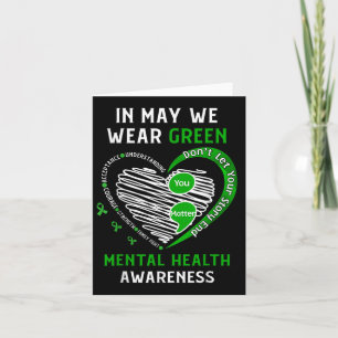 Herz Ich trage Grün für Mental Health Awareness Mo Karte