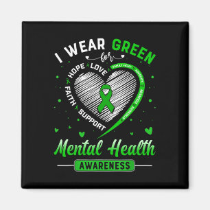 Herz Ich trage Grün für Mental Health Awareness Mo Magnet