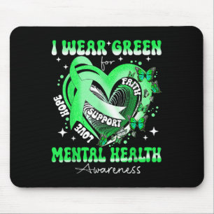 Herz Ich trage Grün für Mental Health Awareness Mo Mousepad