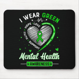 Herz Ich trage Grün für Mental Health Awareness Mo Mousepad