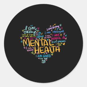 Herz Ich trage Grün für Mental Health Awareness Mo Runder Aufkleber