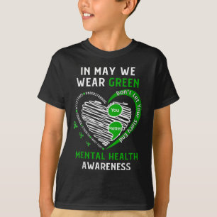 Herz Ich trage Grün für Mental Health Awareness Mo T-Shirt