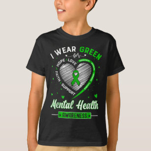Herz Ich trage Grün für Mental Health Awareness Mo T-Shirt