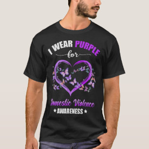 Herz ich trage Lila für Gewalt im Inland T-Shirt