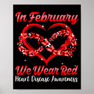 Herz Im Februar tragen wir Rot Herzkrankheit Bewus Poster