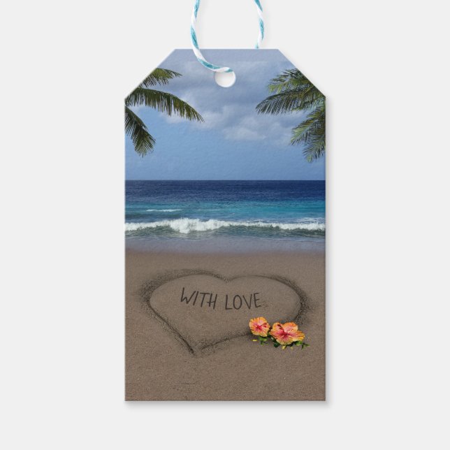 Herz im Sand (anpassbar) Geschenkanhänger (Vorderseite)