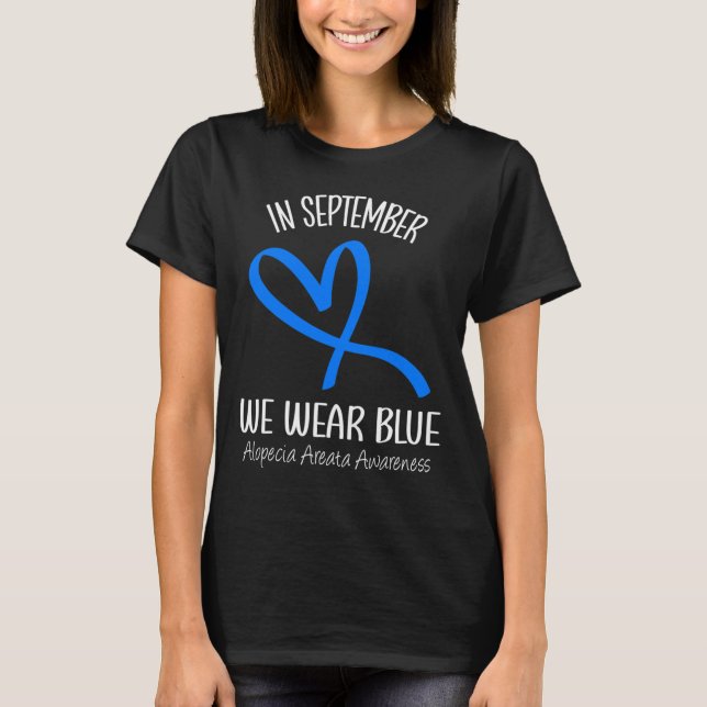 Herz im September tragen wir blaue Alopezie Areata T-Shirt (Vorderseite)