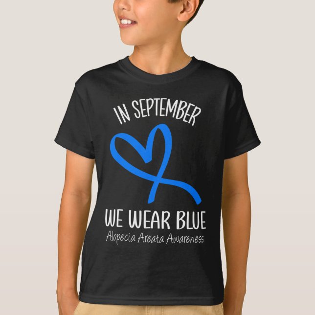 Herz im September tragen wir blaue Alopezie Areata T-Shirt (Vorderseite)