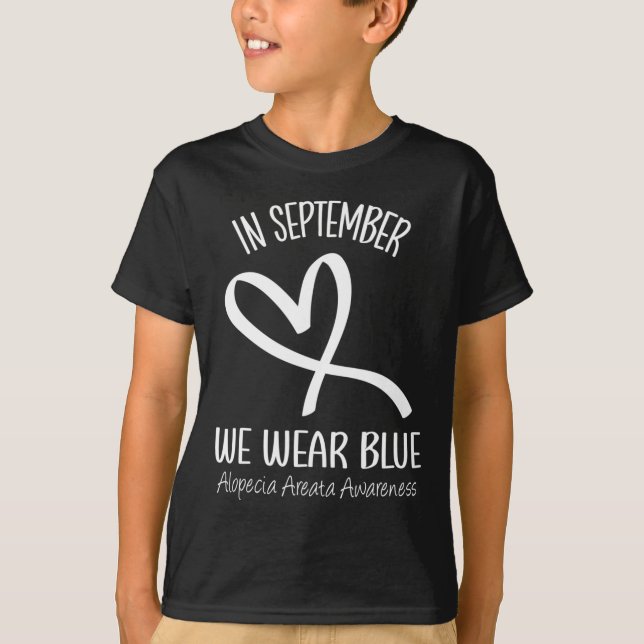 Herz im September tragen wir blaue Alopezie Areata T-Shirt (Vorderseite)