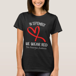 Herz im September tragen wir rote Gehirnaneurysma T-Shirt