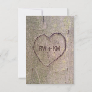 Herz in Baum geschnitzt Antwortkarte zur RSVP-Anfr RSVP Karte