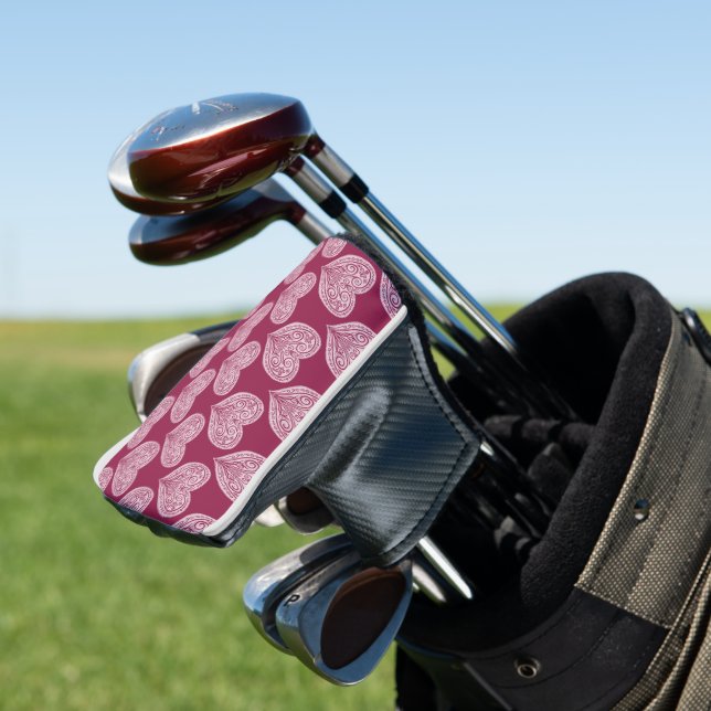 Herz in Burgund Golf Head Cover Headcover (In Situ)