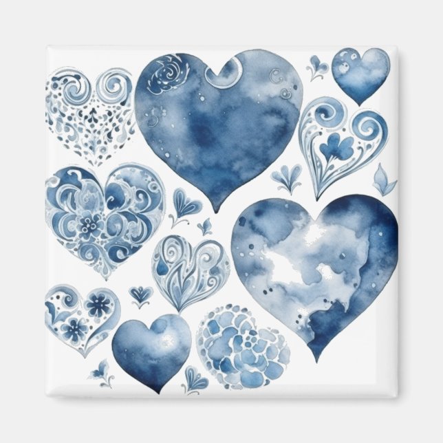Herz in Delft Blue Magnet (Vorne)