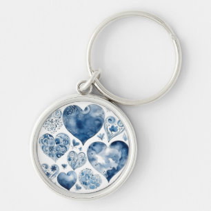 Herz in Delft Blue Schlüsselanhänger