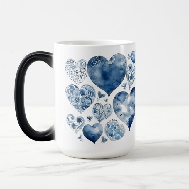 Herz in Delft Blue Verwandlungstasse (Links)