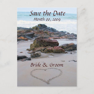 Herz in den Sand-Save the Date Postkarten