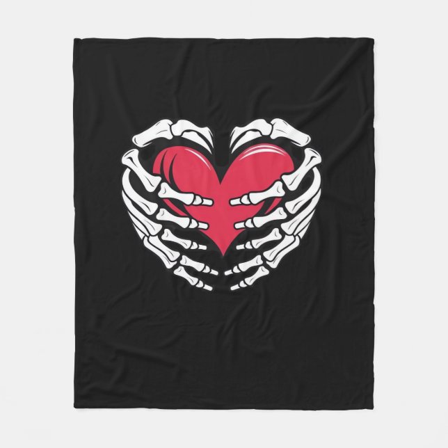 Herz in den Skeletthandschuhen Classic Fleecedecke (Vorderseite)