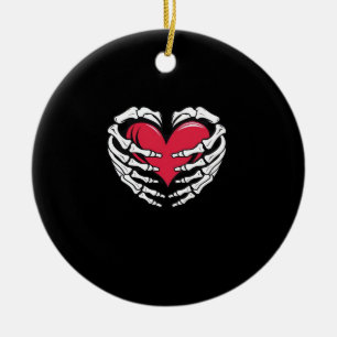 Herz in den Skeletthandschuhen Classic Keramik Ornament