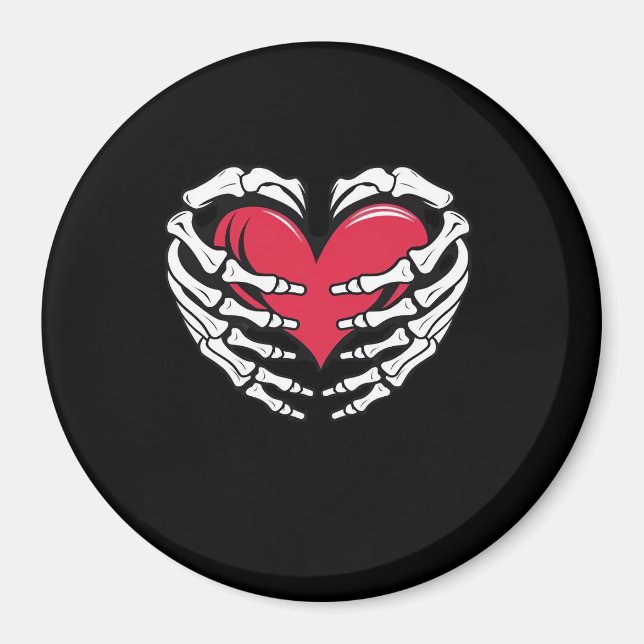 Herz in den Skeletthandschuhen Classic Magnet (Vorne)