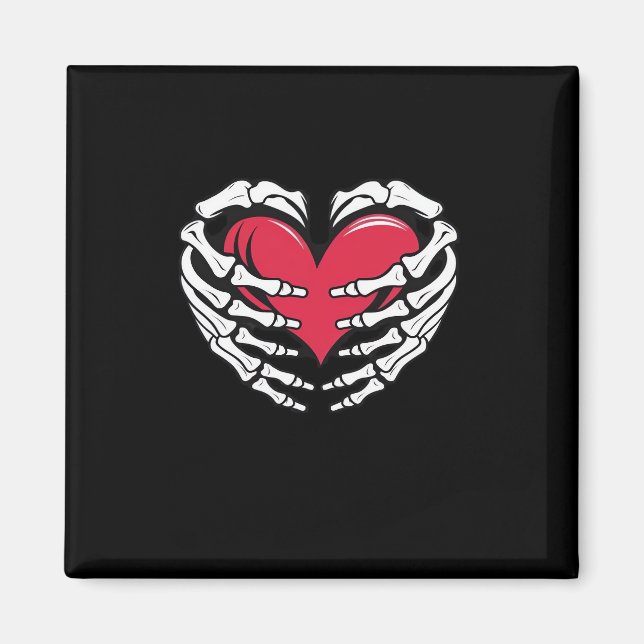Herz in den Skeletthandschuhen Classic Magnet (Vorne)