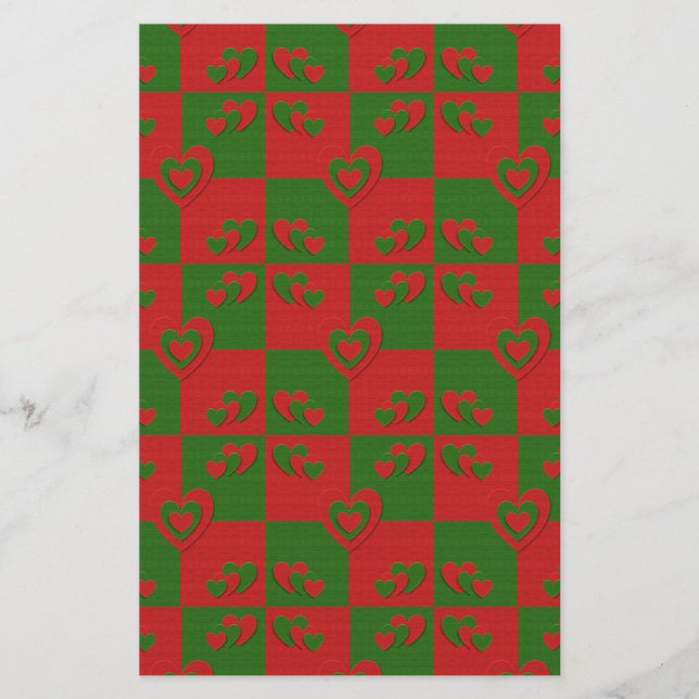 Herz in den Weihnachtsfarben Red Green Felting Loo Briefpapier (Vorderseite)