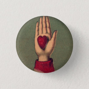 Herz in der Hand 1 Zoll-runder Knopf Button
