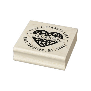 Herz in der Kreis-Rücksendeadresse-Briefmarke Gummistempel
