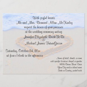 Herz in der Sand-Strand-Hochzeit Einladung