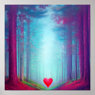 Herz in einem farbenfrohen Waldposter Poster