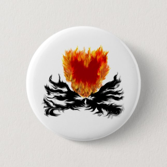 Herz in Flammen Button (Vorderseite)