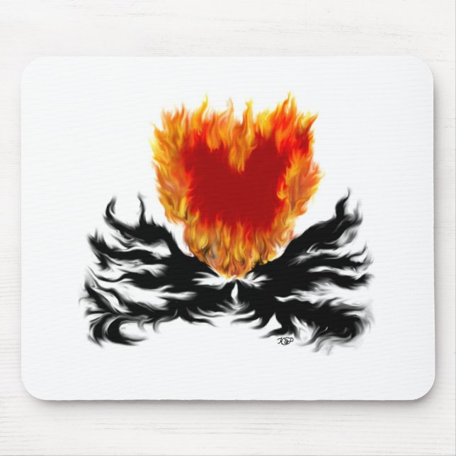 Herz in Flammen Mousepad (Vorne)