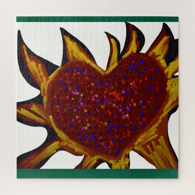 Herz in Flammen Puzzle (Vertikal)