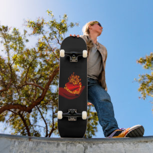 Herz in Flammen Skateboard
