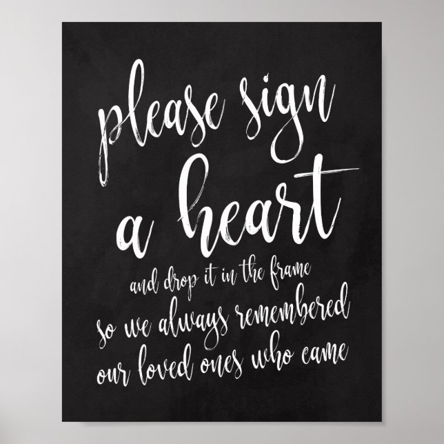 Herz in Frame Chalkboard Hochzeit 8x10 Zeichen fal Poster (Vorne)