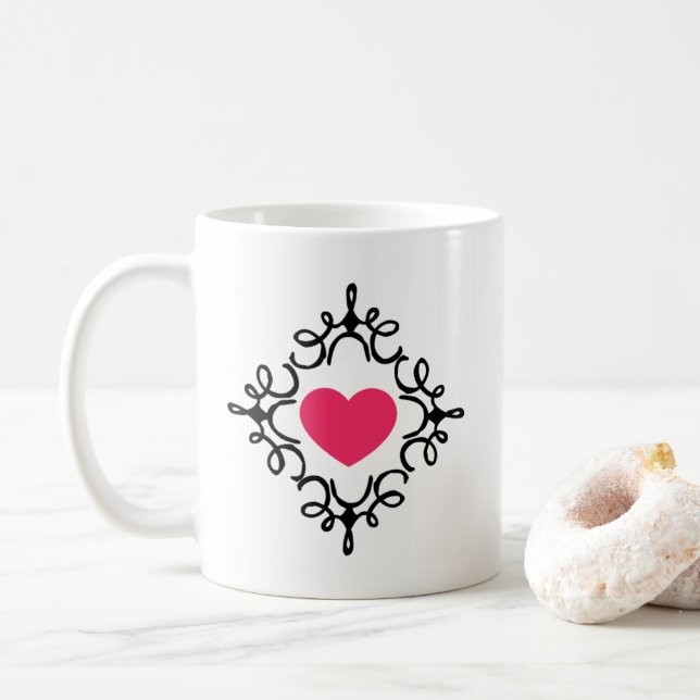 Herz in Frame Coffee Tasse (Mit Donut)