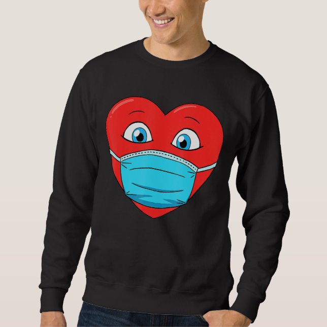 Herz in Gesicht Maske Funny Men Frauen Mädchen Mäd Sweatshirt (Vorderseite)